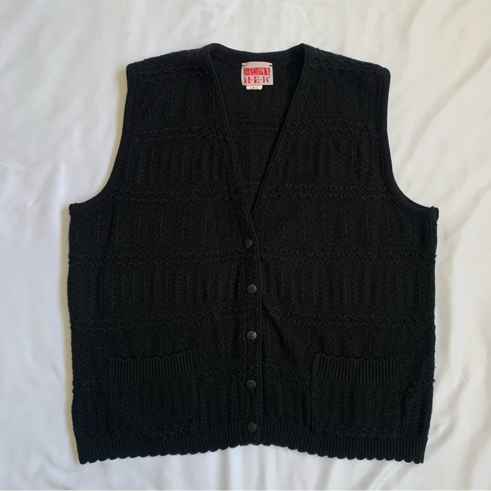 Vintage Black Knit Vest
